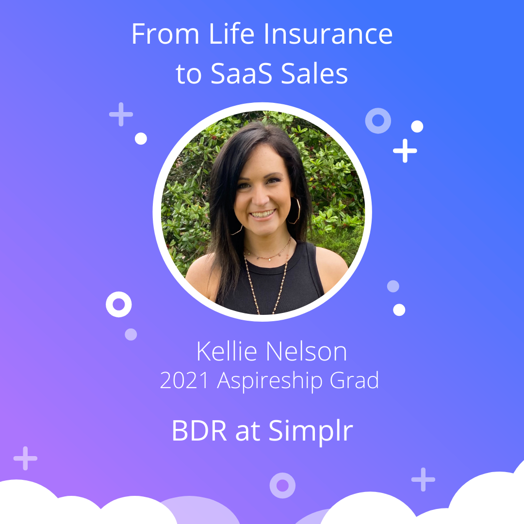 Photo of 2021 Aspireship grad Kellie Tyler Nelson, for her Aspireship Success Story blog about her career path from retail sales, to life insurance to a career change to a SDR role in SaaS sales, after graduating from the Aspireship SaaS sales foundations online training course.