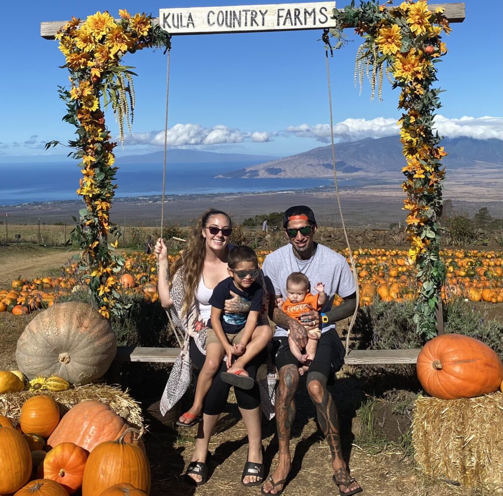 Photo of Lauren Inciong and her family in Hawaii; Lauren was able to find a family friendly, remote SaaS sales job with the help of Aspireship's free, online sales training course and job placement program.