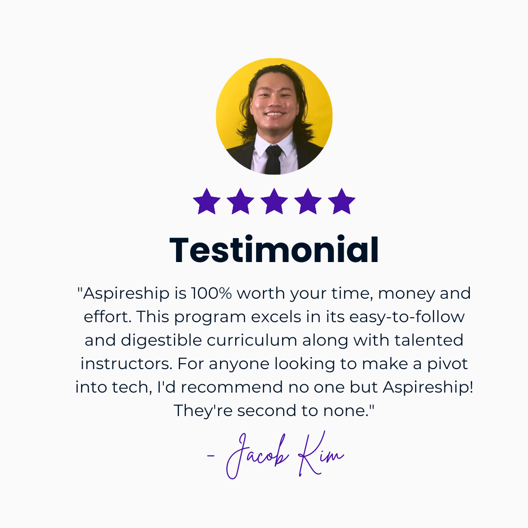 Positive Aspireship testimonial from Jacob Kim